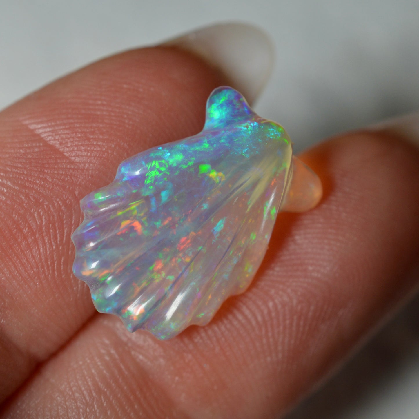 4.57ct Jelly Crystal Rainbow Shell Carving